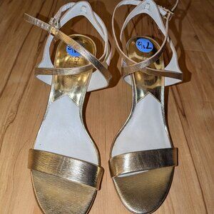 Michael Kors Gold Metallic Strappy Heeled Sandals – Size 7.5 – New